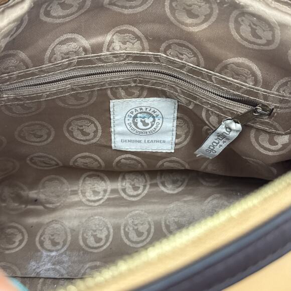 Spartina Tan Leather Handbag w/Leopard Print Handle/Accents-Great Used Condition - Picture 9 of 13